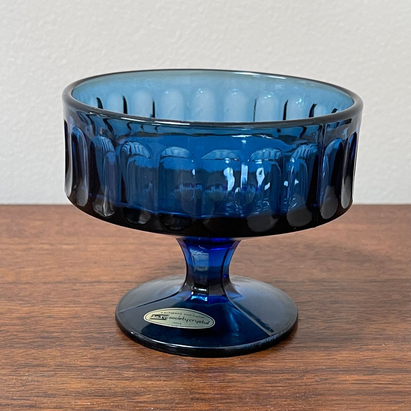 Cobalt Crystal Sherbet/Dessert Dish; Society Crystal - reJUNKshop