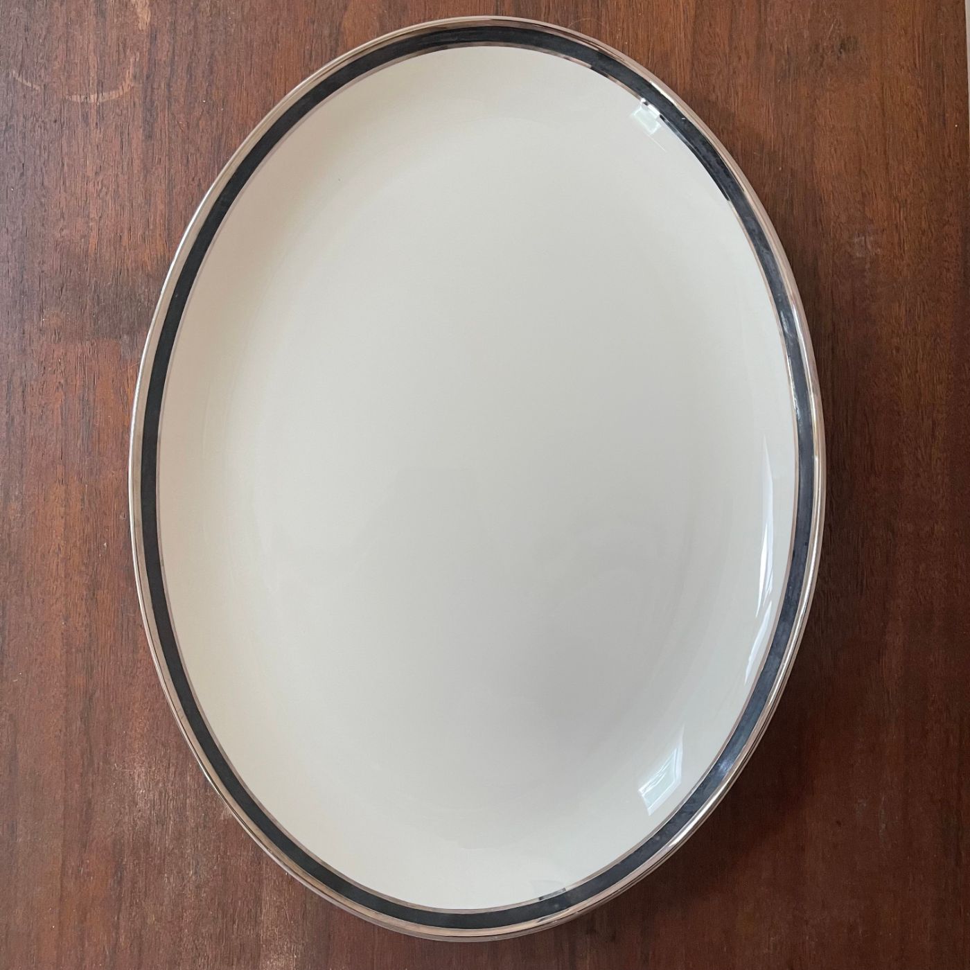 15" Oval Platter; Ebony Pattern by American Manor