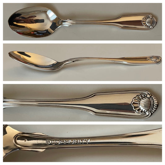 Soup Spoon; Silver Shell Pattern by Oneida