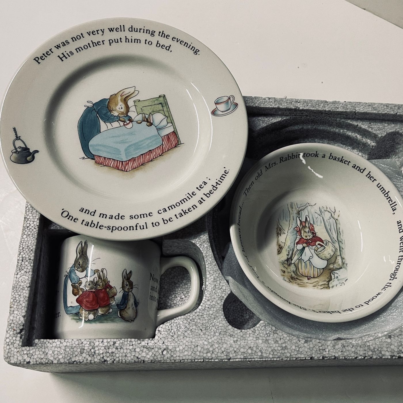 Peter Rabbit Nursery Ware 3pc Set; Beatrix Potter by Wedgewood